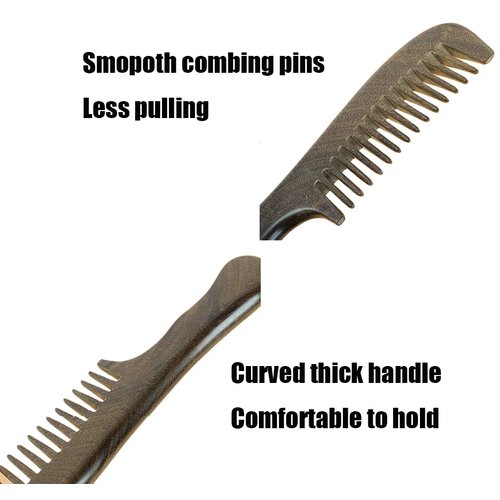 2 Pcs Wooden Comb Set Wide Tooth Comb and Fine Tooth Comb for Women Men Kids, Anti-static Detangling Comb Natural Sandalwood Comb for Curly Straight Fine Thick Hair