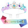 YARIEW Mermaid Birthday Party Decorations - Crown, Sash, and Tiara for Girls and Women