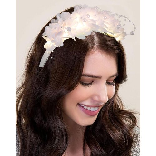 Kesvb Light Up Headband LED Flower Crown Hairband Flashing Bridal Garland Headpiece Festival Party Headwear for Women and Girls