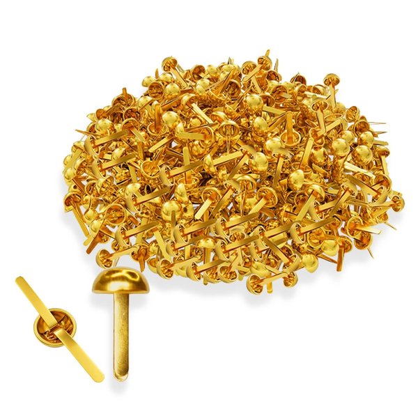 Performore 500 Pcs of 8mm x 16mm Brass Round Head Fastener, Brads for Arts and Crafts, Scrapbooking, Decorating and DIY Uses, Flexible Premium Size and Quality