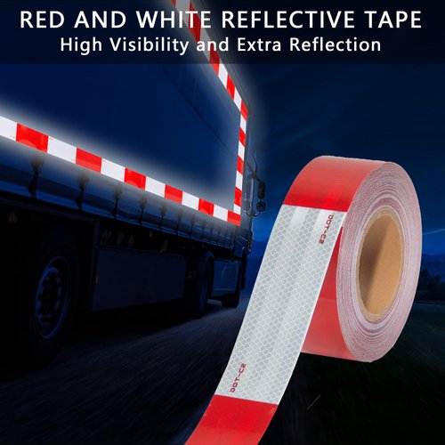 SWRT DOT-C2 Reflective Tape 2 Inch x 160 Feet Red White Reflective Tape Outdoor Waterproof Conspicuity Strong Adhesive Reflector Tape Warning Safety Reflective Tape for Vehicles Trailers Boats Signs