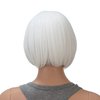 SWACC 10 Inch Short Straight Bob Wig with Bangs Synthetic Colorful Cosplay Daily Party Flapper Wig for Women and Kids with Wig Cap (White)