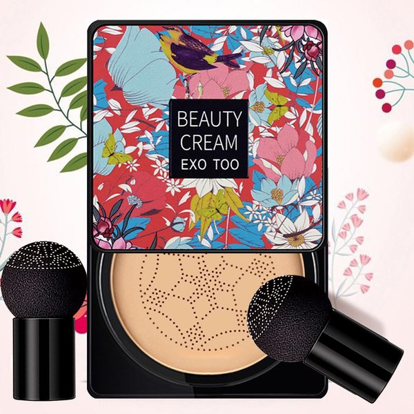 Rentonz Mushroom Head Air Cushion CC Cream Foundation, Beauty Cream Exo Too Moisturizing BB Cream, Bright Makeup Base, Long Lasting Matte Concealer with Two Mushroom Head Sponge