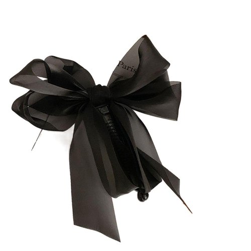 Black Bow Banana Clip,Sweet Vertical Clip Ponytail Holder Cute Ribbon Bow Banana Clip for Wavy, Curly, Straight Hair for Women Hair Accessories Clips and Barrettes