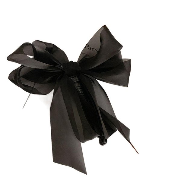 Black Bow Banana Clip,Sweet Vertical Clip Ponytail Holder Cute Ribbon Bow Banana Clip for Wavy, Curly, Straight Hair for Women Hair Accessories Clips and Barrettes