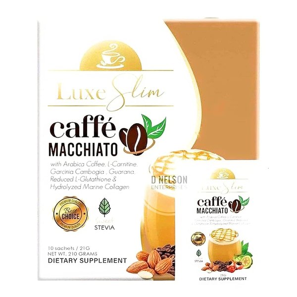 Luxe Slim Cafe Macchiato with Hydrolyzed Collagen & Glutathione, 21g x 10 Sachets, 0.74 Ounce (Pack of 10)
