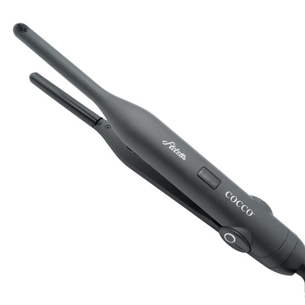 Cocco Stiletto 3/10" Domed Iron, Advanced Ceramic Tourmaline Technology, Ultra-Slim Plates and Adjustable Temperature Control for Precision Styling, Black