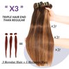 HERMOUS 12A Double Drawn Highlight Honey Blonde Full Thick Raw Virgin Human Hair Straight 3 Bundles, Shed And Tangle Free Colored 4/27 Real Piano Color Ombre Human Hair Bundles Quick Weave 16 18 20 IN