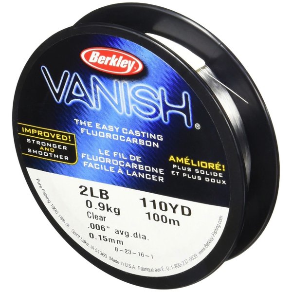 Berkley Vanish®, Clear, 2lb | 0.9kg, 110yd | 100m Fluorocarbon Fishing Line, Suitable for Saltwater and Freshwater Environments
