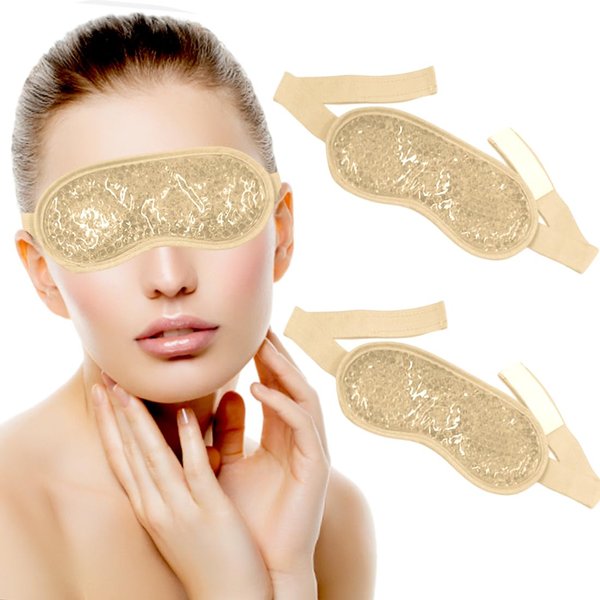 Gel Eye Mask, Reusable Cooling Eye Mask for Hot Cold Treatment for Eye Strain, Eye Swelling, Eye Redness, Puffy Eyes, Dark Circles, Smooth Fine Lines, and Eye Recover Surgery. 2 Packs (Champagne)