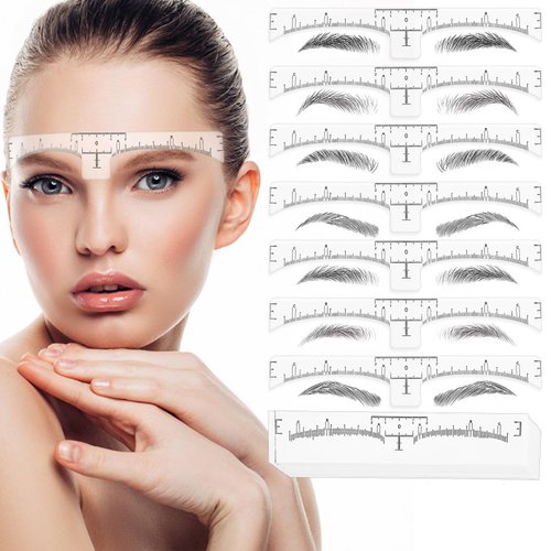 50 Pcs Eyebrow Ruler Stencils - Abeillo Disposable Brow Ruler Sticker, Microblading Eyebrow Template, Brow Measuring Shaper Tool, Eyebrow Mapping Makeup Tool
