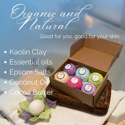 Organic Bath Bombs Gift Set - 6XL Natural Bath Bombs with Shea Butter, Coconut Oil, Essential Oils and 6 Botanic Scents. Ideal Valentine's and Mother’s Day Relaxation Gifts for Women and Girls.
