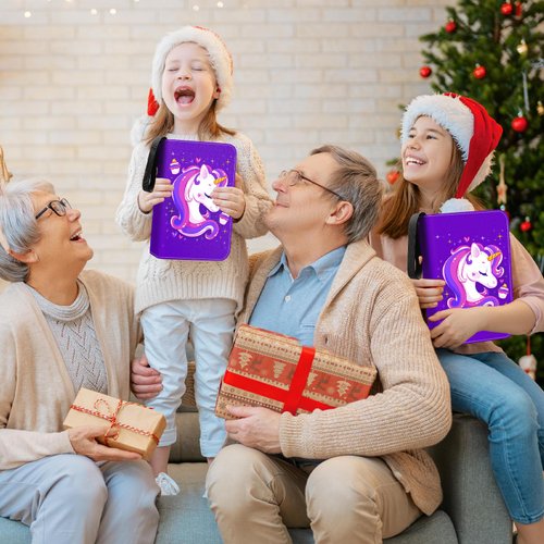 Card Binder for Lorcana/Game Cards, 400 Cards Holder Zipper Card Binder Gift for Girls with 50 Removable Sleeves, Card Binder 4 Pocket Trading Cards Album Collection Binder （Purple）