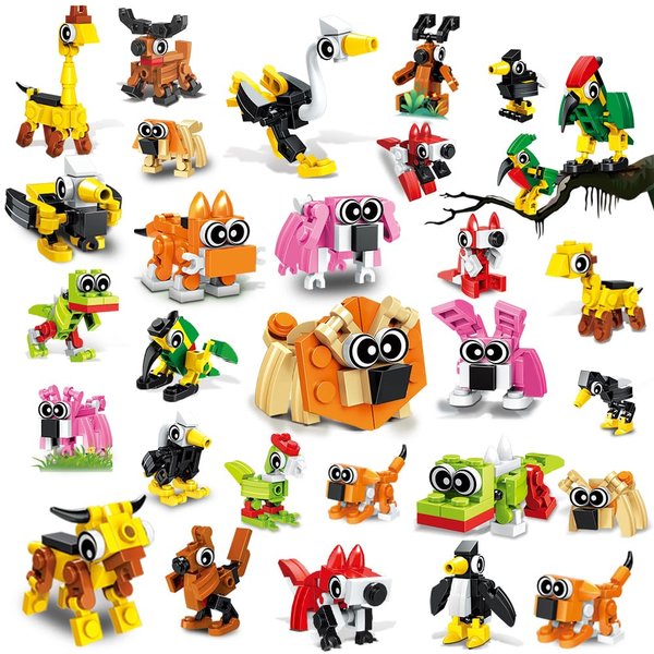HOGOKIDS Party Favors for Kids, 20 Pack Animals Building Block Toy, Easter Gifts Goodie Bags Stocking Stuffer Classroom Prizes Building Set, Christmas Birthday Gift for Boys Girls Ages 6-12+