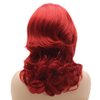 Meiyite Hair Wavy Shoulder Length 16inch Red Half Hand Tied Heat Resistant Synthetic Lace Front Wigs