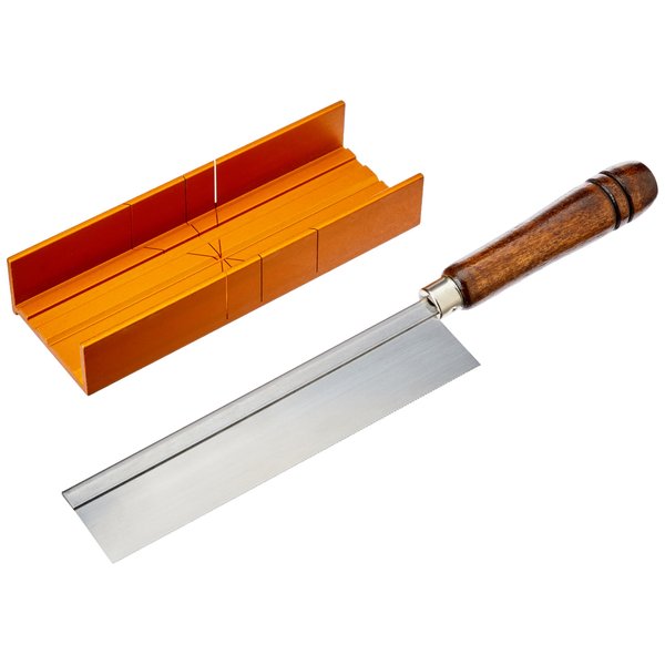 Olson Saw 35-241 Fine Kerf Saw 35-550 42 tpi with Aluminum Thin Slot Miter Box, Slot Size .014-Inch, Slot Angles 45, 60, 90, Cutting Depth 7/8-Inch, Pack of 1