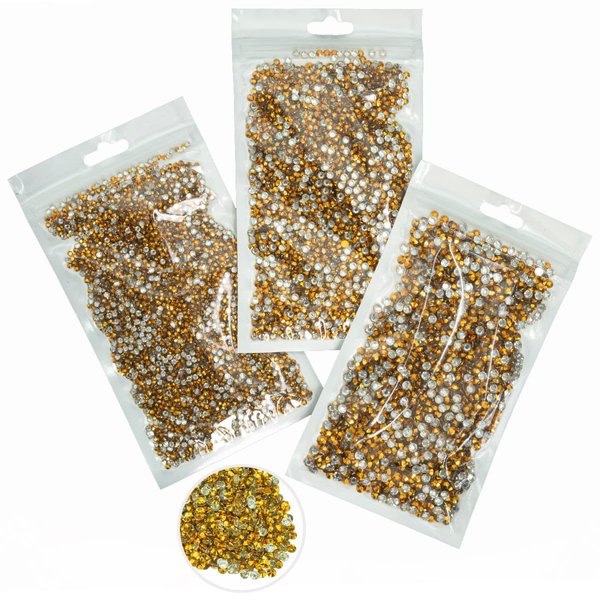 16000PCS Bright Gold Resin Rhinestones for Crafts 3mm 4mm 5mm Clear Golden Flatback Jelly Rhinestones Bulk SS10 SS16 SS20 Non-Hotfix Stones Diamonds Crystals Gems for Mugs Tumblers Bottles DIY Crafts