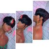 SAEIALL Pixie Cut Wig Human Hair Wigs 180% Density Pixie Bowl Cut Wig Natural Black Red 613 Blonde Color Short Layered Pixie Wigs for Black Women Full Machine Made Wigs (1B/613/Red)