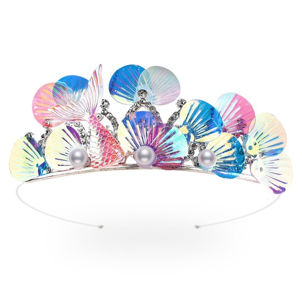 Mermaid Headband, Crystal Crown Rhinestones Tiara Mermaid Headpiece Hair Jewelry Accessories Decorations for Women Girls Birthday Wedding Halloween Costume Party
