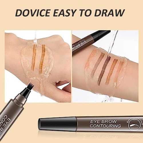 Magical Precise Waterproof Brow Pen,4 Tip Microblade Eyebrow Pen,Eye Brow Contouring Pen Pencil,Eyebrows Gel Makeup,Creates Natural Looking Brows Effortlessly(5 colors)
