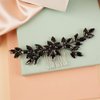 BERYUAN Wedding Crystal Hair Comb Flower Crytstal Hair Piece Teardrop Crystal Rhinestone Wedding Hair Accessories Bride Headband for Wedding (black)
