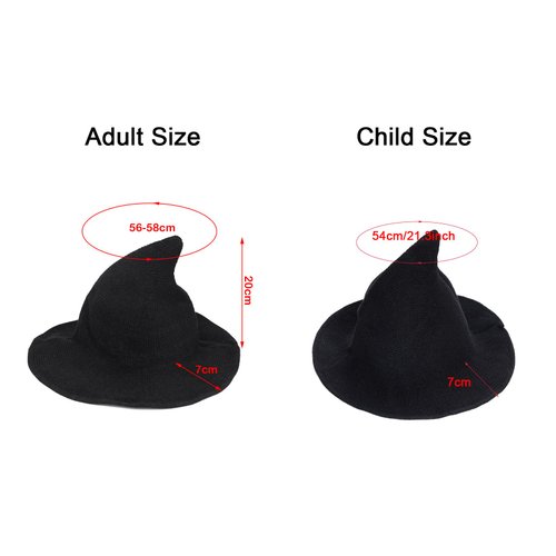tiggell Halloween Hat Wool Knitted Cap for Witch Girls Party Decor Masquerade Cosplay Costume Accessory Christmas Birthday (Black, Child)