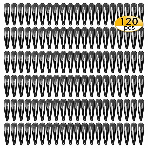 120 pack Black Barrettes 2inch Metal Snap Hair Clips Accessories for Girls Kids Women