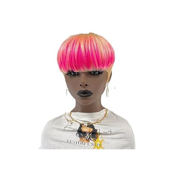 FCHW-wig Short Pink Ombre Hair Wigs For Women Short Pixie Cuts Wigs For Black Women Short Straight Ladies Wigs Synthetic Short Wigs For Women African American Women Wigs (SW21111)