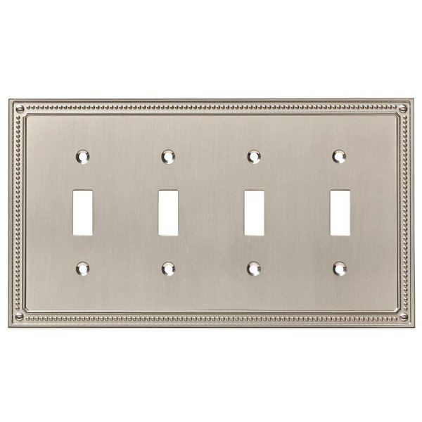 Franklin Brass W35068-SN-C Classic Beaded Quad Switch Wall Plate/Switch Plate/Cover, Satin Nickel