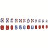 24Pcs 4th of July Press on Nails Short Square Fake Nails American Five-Pointed Star False Nails Red Blue Five-Pointed Star Design Acrylic False Nails Patriotic Stick on Nails for Woman Manicure Decor