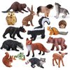 Gemini&Genius 16PCS Woodland Animal Baby Toys, Soild Plastic Forest Animals Educational Toy Figures, Cake Toppers Cupcake Toppers and Gifts for Kids