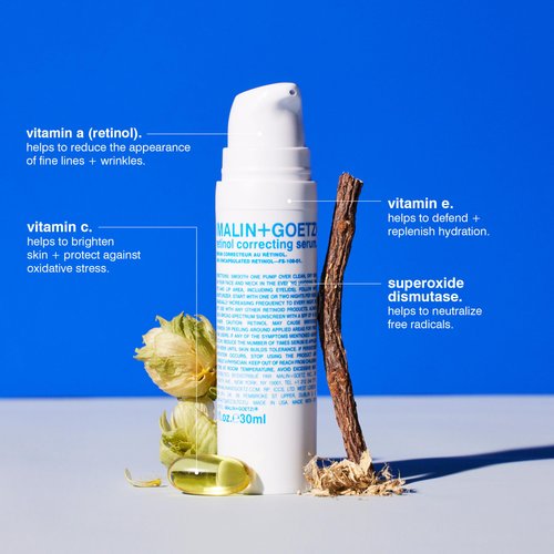 Malin + Goetz Retinol Correcting Serum, 1oz, 30 ml – Face Serum for Sensitive Skin Types, Brightening Serum for Face, Anti-Aging Serum, Facial Serum, Retinol Cream for Face, Vegan & Cruelty Free