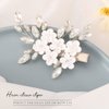 Latious Wedding Bridal Hair Clip Silver Flower Bride Hair Clips Rhinestones Hair Comb Leaf Hair Accessories for Women and Girls