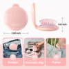 RHOS Folding Brush with Mirror for Women,Girls-Compact Brush with Mirror for Purse,Small Pocket Hair Brush with Soft Nylon Bristles-Portable Hair Brush with Mirror for Travel(Pink)