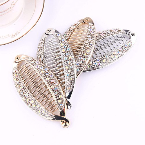 4pieces Banana Hair Clip Floral Clincher Hair Claws Bohemia Style Wrapped Banana Hair Clip Hair Comb Hair Jaw Clips Fish Shape Grips Clamp Hair Accessories for Women Girls (CL22020630-4PCS)