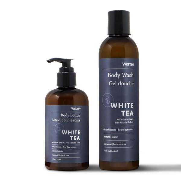 Westin White Tea Aloe Body Wash & Body Lotion Set - Nourishing & Hydrating - Hotel Spa Collection - Exclusive White Tea Scent - 8oz Bottles