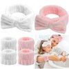 HoveBeaty Wrist Towels for Washing Face, Spa Face Wash Headband and Wristband Set Microfiber Wrist Scrunchies Highly Absorbent Washband (6 PCS)