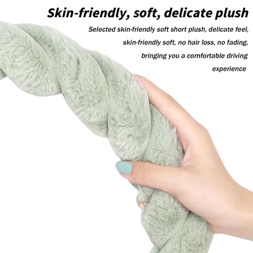 AICEL Furry Car Steering Wheel Cover, 15 inch Automotive Fluffy Soft Breathable Warm Non-Slip Vehicle Steering Wheel Protector Interior Decoration for Man Women Girl, Universal for Truck SUV