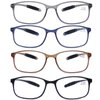 AQWANO TR90 Lightweight Comfort Reading Glasses - Flexible Readers Computer Blue Light Blocking UV Protection for Women Men +1.75