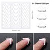 MOLILON 2880pcs French Tip Nail Guides Nail Stickers French Nail Tips Guides Self-Adhesive Moon V-Shaped French Manicure Strip for Edge Auxiliary Stickers DIY Stencil Tools - 60 Sheets