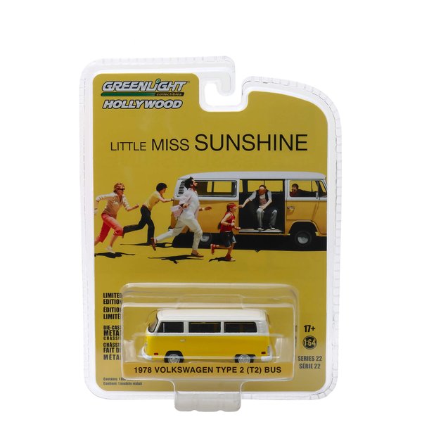 1978 Type 2 (T2) Bus Yellow with White Top Little Miss Sunshine (2006) Movie Hollywood Series 22 1/64 Diecast Model by Greenlight 44820 C