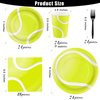 durony 144 Pieces Tennis Paper Plates and Napkins Dinnerware Set Tennis Birthday Party Tableware Supplies Includes Paper Plates Napkins Forks Serve 24 for Sports Tennis Party Supplies