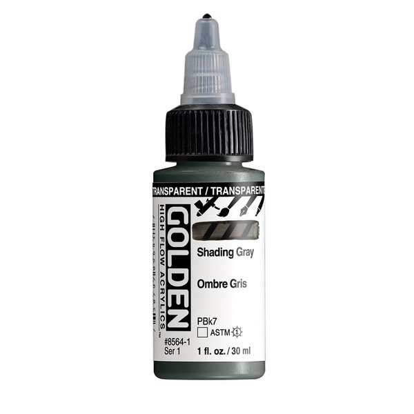 GOLDEN High Flow Acrylics, Transparent Shading Gray, 1 fl. oz. / 30 ml Bottle