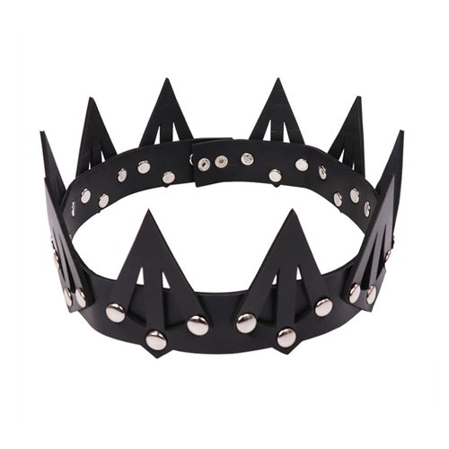 KIPETTO Leather Crown Unisex King Queen Gothic Crown for Halloween Masquerade Cosplay Wedding Birthday Party Costume