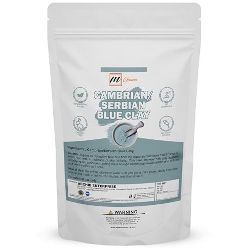 mGanna 100% Natural Cambrian/Serbian Blue Clay for Facial Masks, Creams, Body Wraps, Soft Peels and Scrubs, and Soap Making 100 GMS 0.22 LBS