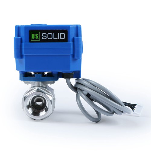 U.S. Solid Water Leak Detector - Water Alarm Leak Detect System with 1/2 Automatic Shut-Off Stainless Steel Motorized Ball Valve, Controller and 3 Sensors and Sound Alarm