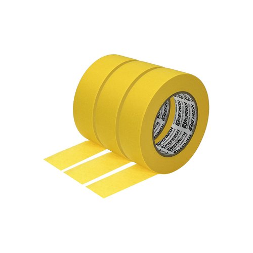 KREFINISH Professional Auto Body Painters Tape, Yellow, 1.41in x 60 yards/3 Rolls, Heat Resistant, No Residue, UV & Moisture Resistant, Ideal for Auto Body Painting, Cars, Trucks, Motorcycles
