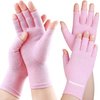 Happymart 2 Pairs Arthritis Gloves for Women for Pain, Compression Gloves for Carpal Tunnel Relief, Rheumatoid Osteoarthritis, Fingerless Gloves for Women and Men, Typing (Pink, Medium)