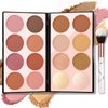 NewBang 16 Colors Blush Contour Highlighter Makeup Palette with Brush, Matte Mineral Face Blush Powder for Cheek, Bright Shimmer Illuminator Bronzer Professional Facial Beauty Makeup Blushes Set