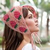 4 PCS Hair Bandanas for Women, Strawberry Head Scarf for Women's Hair with 2 Hair Clips, Knitted Cute Hair Accessories for Stylish Decor, Crochet Headband Hair Scarf for Girls(Pink and Beige)